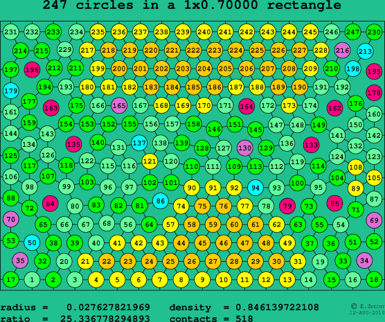 247 circles in a rectangle