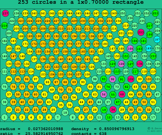 253 circles in a rectangle