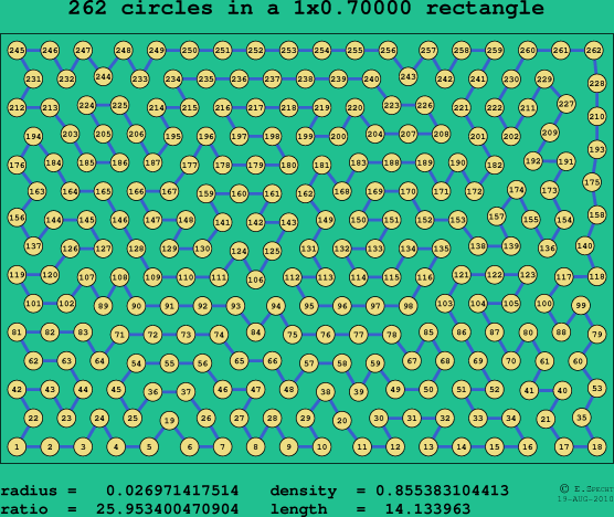 262 circles in a rectangle