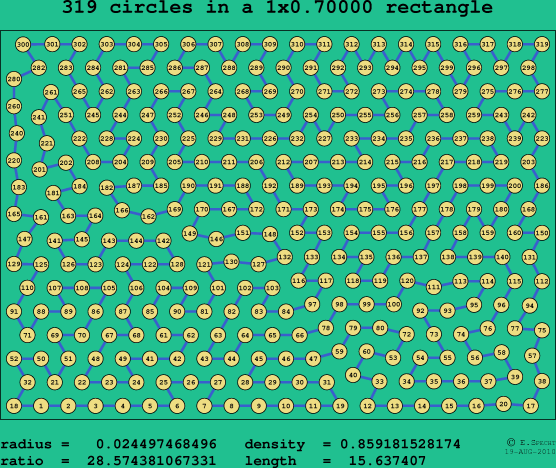 319 circles in a rectangle