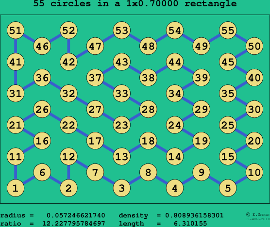 55 circles in a rectangle
