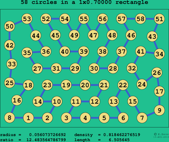 58 circles in a rectangle