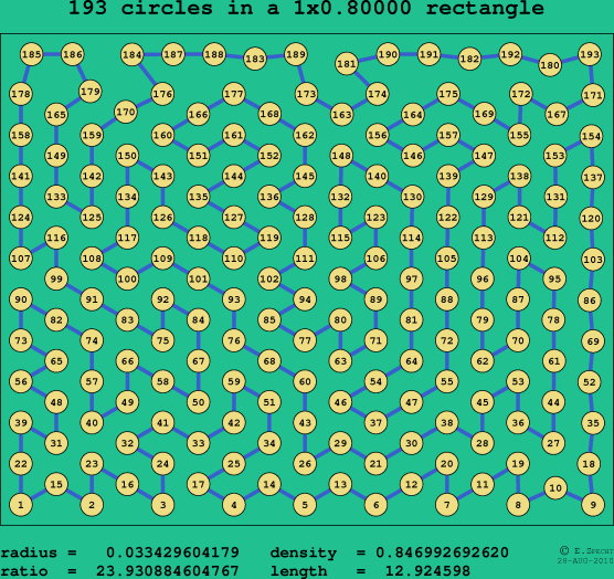 193 circles in a rectangle
