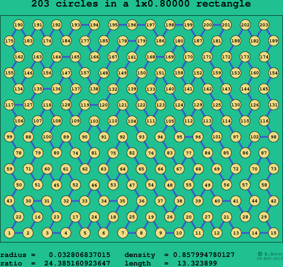 203 circles in a rectangle