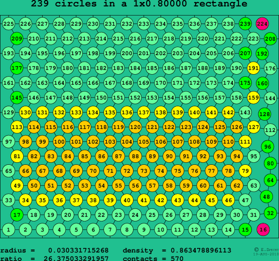 239 circles in a rectangle