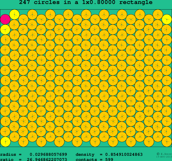 247 circles in a rectangle