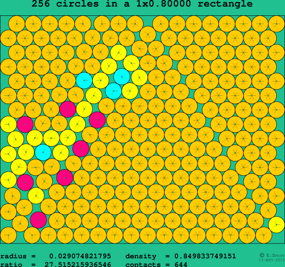 256 circles in a rectangle