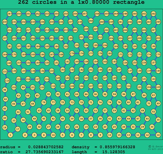 262 circles in a rectangle