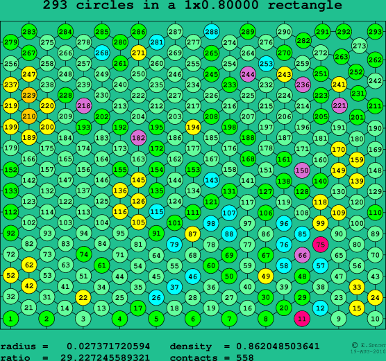 293 circles in a rectangle