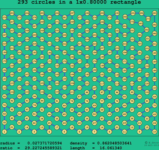 293 circles in a rectangle
