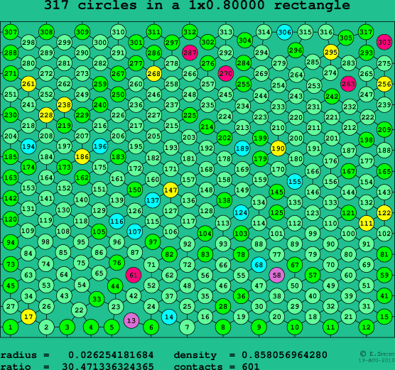 317 circles in a rectangle