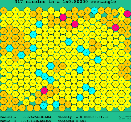 317 circles in a rectangle