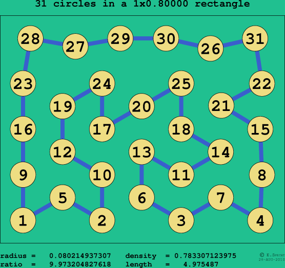 31 circles in a rectangle