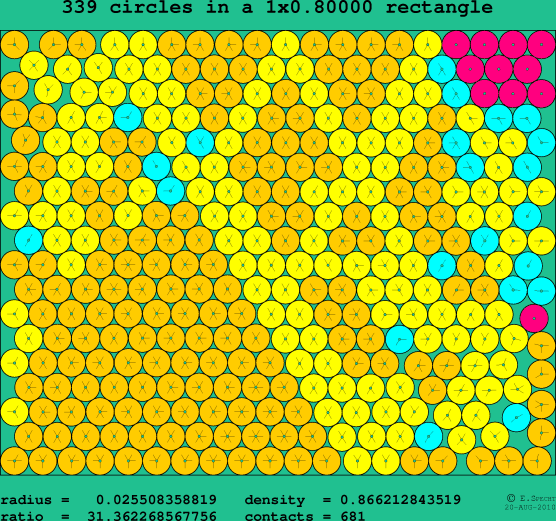 339 circles in a rectangle