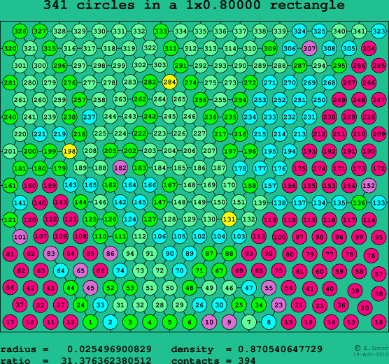 341 circles in a rectangle