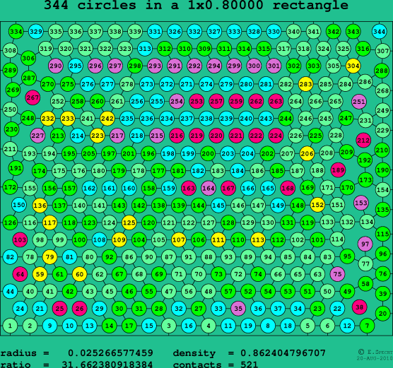 344 circles in a rectangle