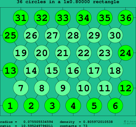 36 circles in a rectangle
