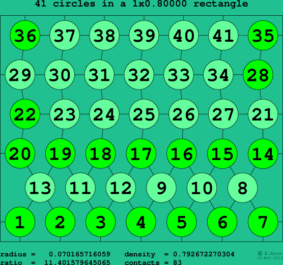 41 circles in a rectangle