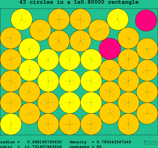 43 circles in a rectangle