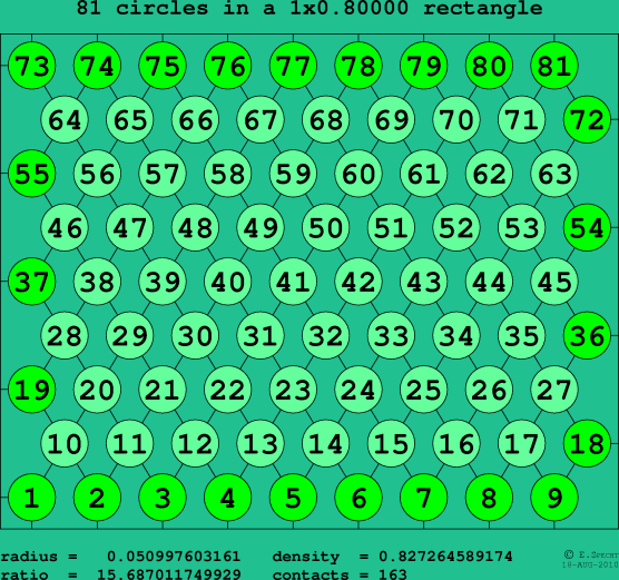 81 circles in a rectangle