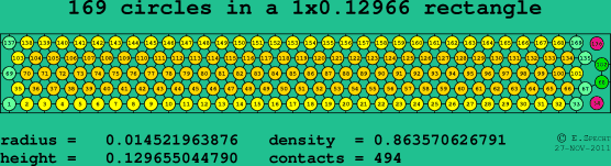 169 circles in a rectangle
