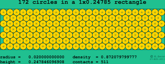 172 circles in a rectangle