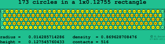 173 circles in a rectangle