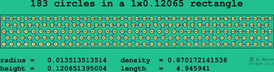 183 circles in a rectangle