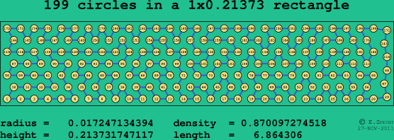 199 circles in a rectangle