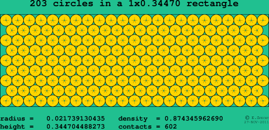 203 circles in a rectangle