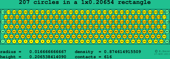 207 circles in a rectangle