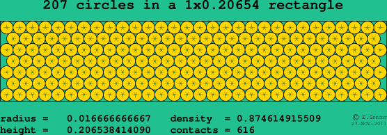 207 circles in a rectangle