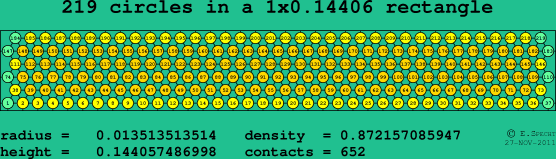 219 circles in a rectangle