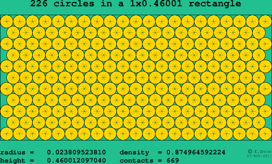 226 circles in a rectangle