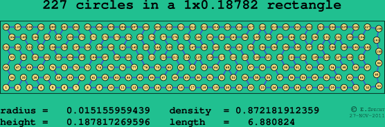 227 circles in a rectangle