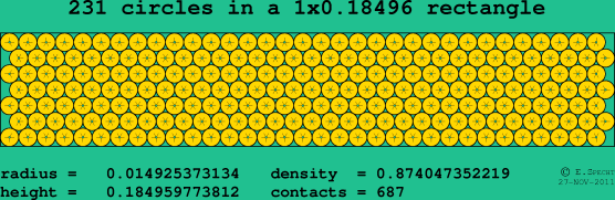 231 circles in a rectangle