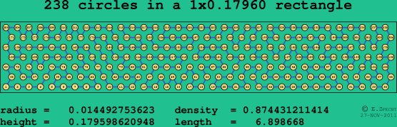 238 circles in a rectangle