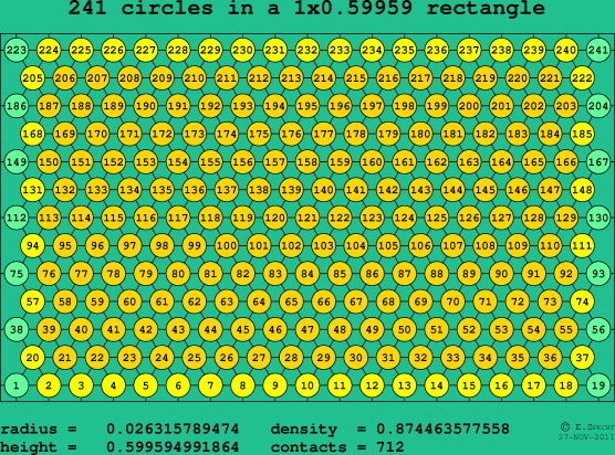 241 circles in a rectangle