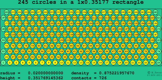 245 circles in a rectangle