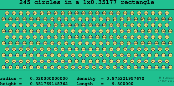 245 circles in a rectangle