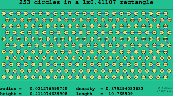 253 circles in a rectangle