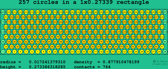 257 circles in a rectangle