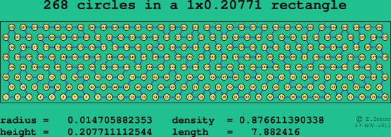 268 circles in a rectangle