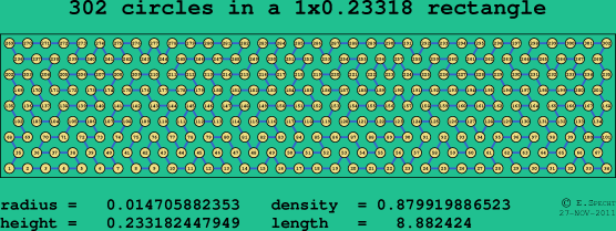 302 circles in a rectangle