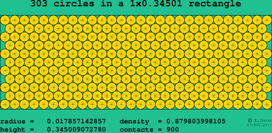303 circles in a rectangle
