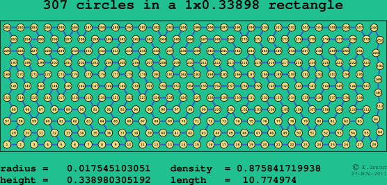 307 circles in a rectangle