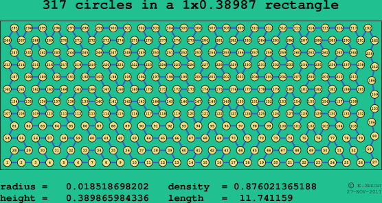317 circles in a rectangle