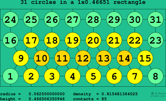 31 circles in a rectangle
