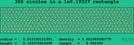 365 circles in a rectangle