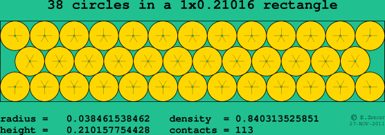 38 circles in a rectangle